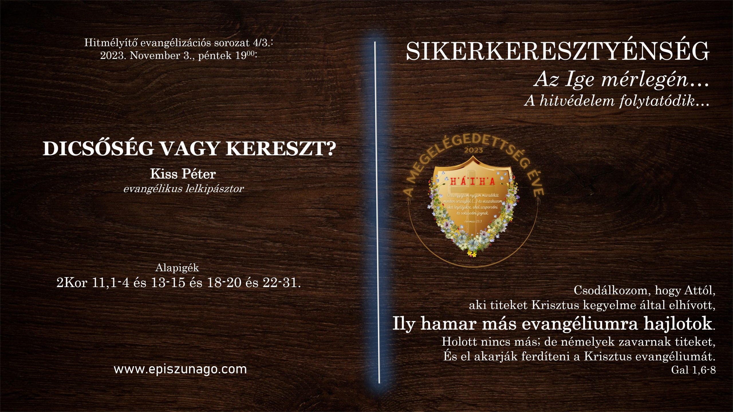 XIII. Hitmélyítő evangelizáció – 2023.11.03.
